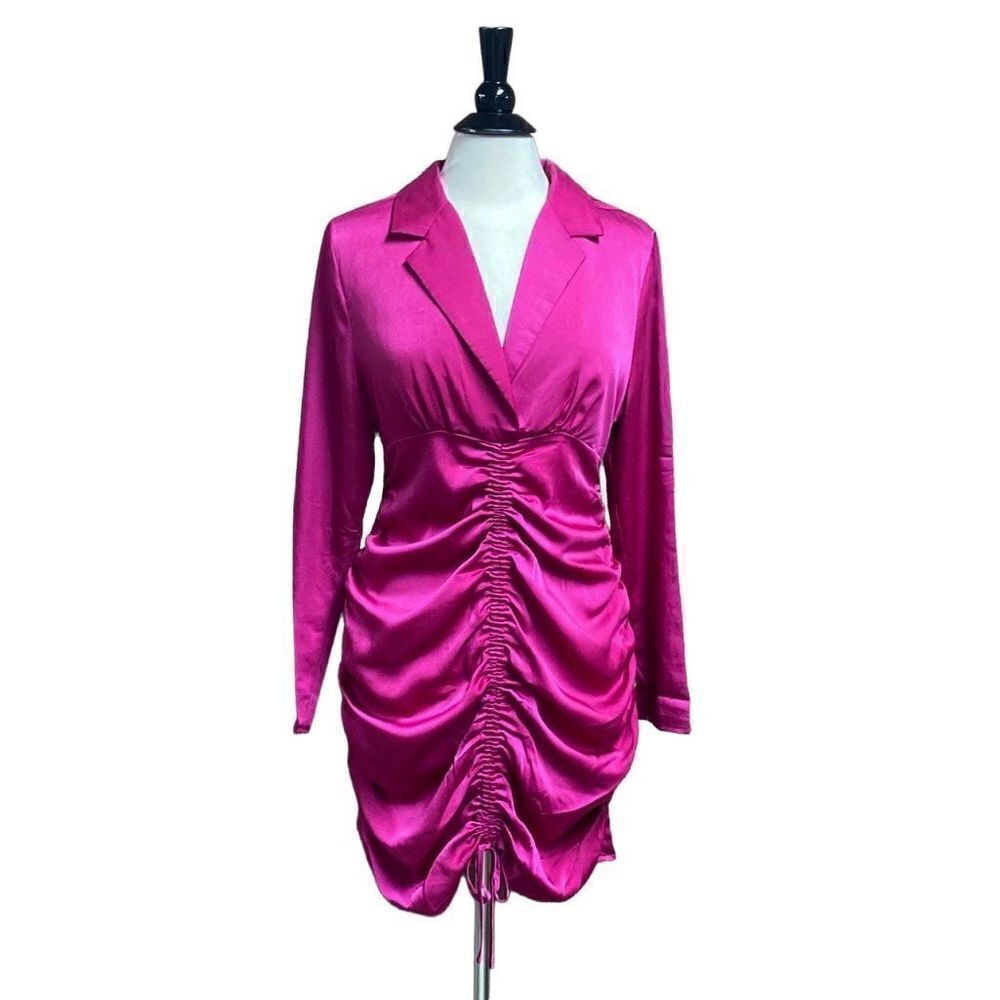 Lush Pink Long Sleeve Ruched Dress Size Medium NWT
